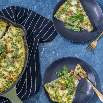 Herbed Ham and Goat Cheese Frittata