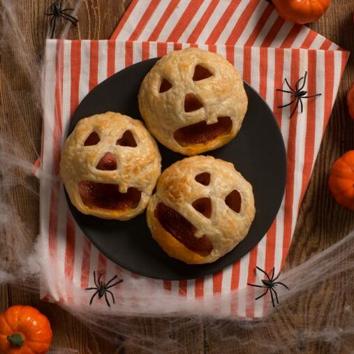 Cheddar and Ham Puff Pastry Jack-o’-Lanterns