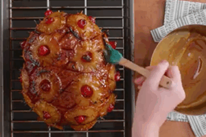 pineapple and brown glazed ham