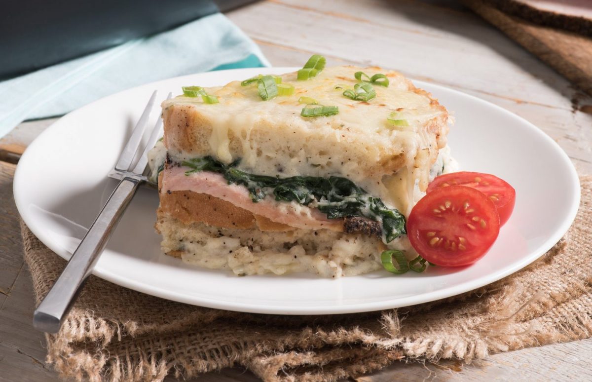 Ham and Spinach Croque Monsieur Casserole