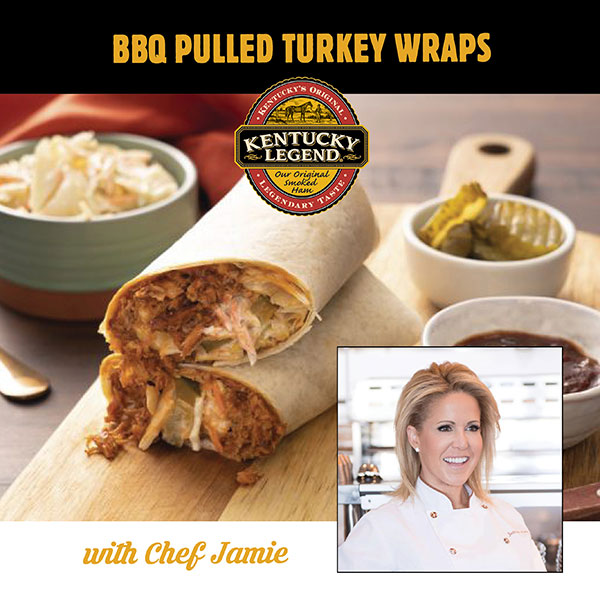 Chef Jamie Gwen 4th of July meal ideas: BBQ Pulled Turkey Wraps